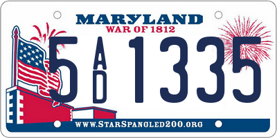 MD license plate 5AD1335