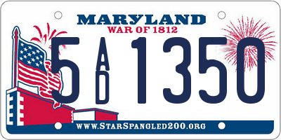 MD license plate 5AD1350
