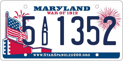 MD license plate 5AD1352