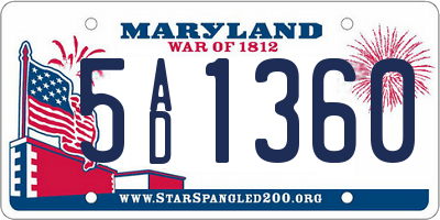 MD license plate 5AD1360