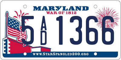 MD license plate 5AD1366