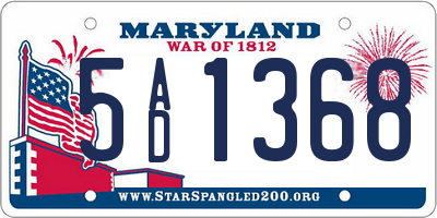 MD license plate 5AD1368