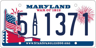 MD license plate 5AD1371