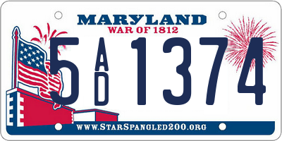 MD license plate 5AD1374