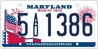 MD license plate 5AD1386
