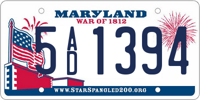 MD license plate 5AD1394