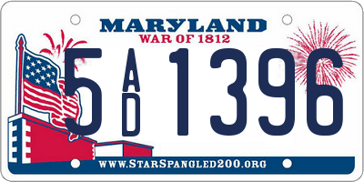 MD license plate 5AD1396