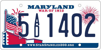 MD license plate 5AD1402