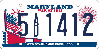 MD license plate 5AD1412