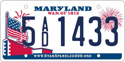 MD license plate 5AD1433