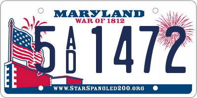 MD license plate 5AD1472