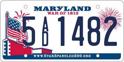 MD license plate 5AD1482