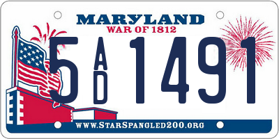 MD license plate 5AD1491