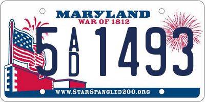 MD license plate 5AD1493
