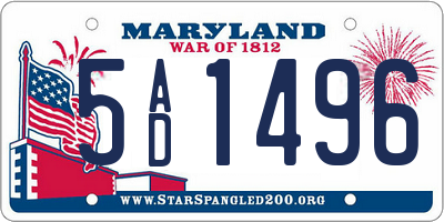 MD license plate 5AD1496