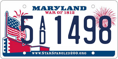 MD license plate 5AD1498