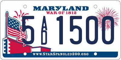 MD license plate 5AD1500