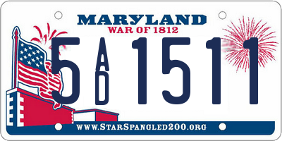 MD license plate 5AD1511