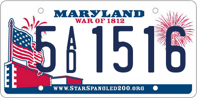 MD license plate 5AD1516