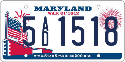 MD license plate 5AD1518