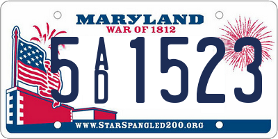 MD license plate 5AD1523