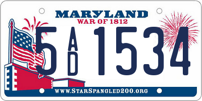 MD license plate 5AD1534