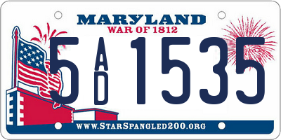 MD license plate 5AD1535