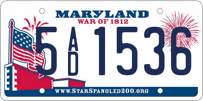 MD license plate 5AD1536