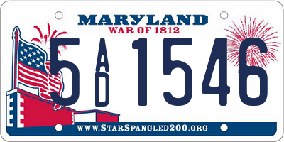 MD license plate 5AD1546