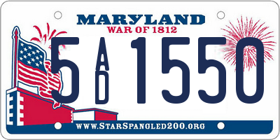 MD license plate 5AD1550