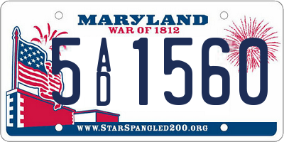 MD license plate 5AD1560