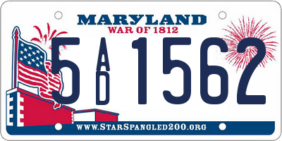 MD license plate 5AD1562