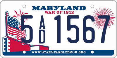 MD license plate 5AD1567