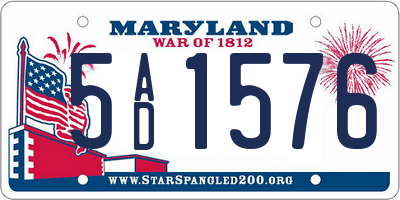 MD license plate 5AD1576