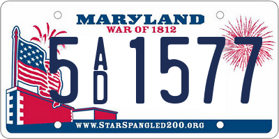 MD license plate 5AD1577