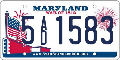 MD license plate 5AD1583
