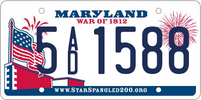 MD license plate 5AD1588