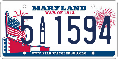 MD license plate 5AD1594
