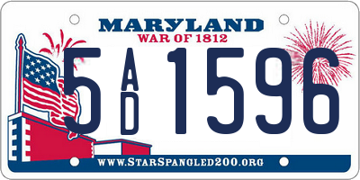 MD license plate 5AD1596