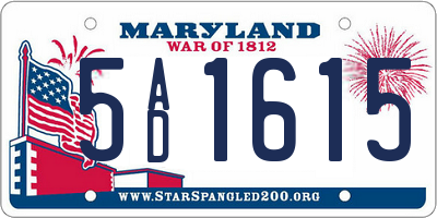 MD license plate 5AD1615