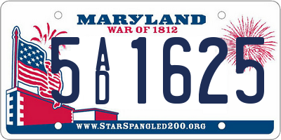 MD license plate 5AD1625