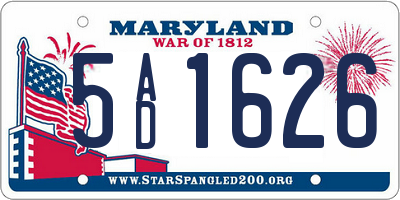 MD license plate 5AD1626