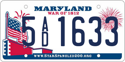 MD license plate 5AD1633