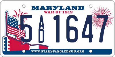 MD license plate 5AD1647