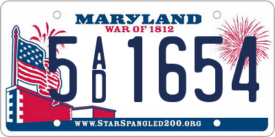 MD license plate 5AD1654