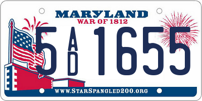 MD license plate 5AD1655