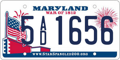 MD license plate 5AD1656