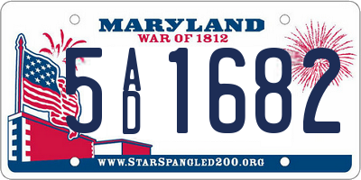 MD license plate 5AD1682