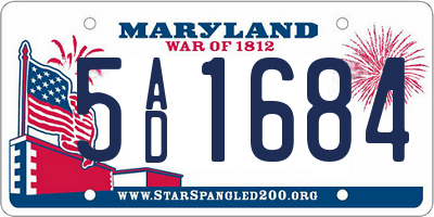 MD license plate 5AD1684
