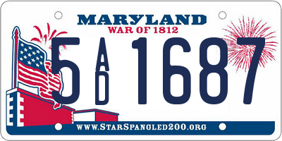 MD license plate 5AD1687